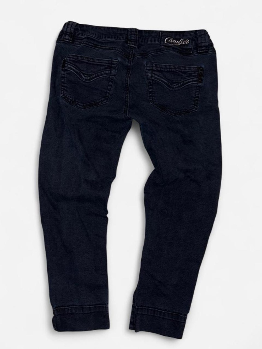 Y2K black Candie’s skinny jeans with grunge design
